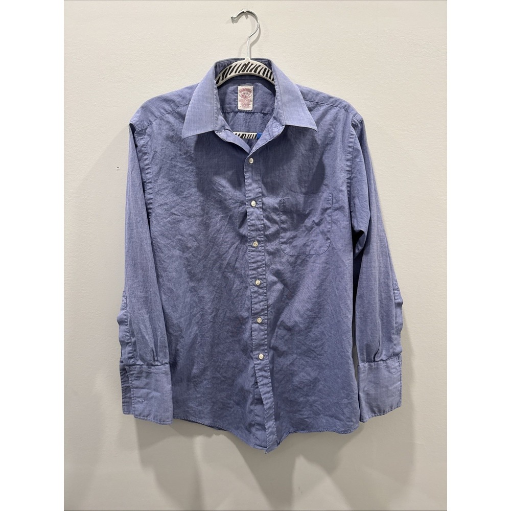 Brooks Brothers 16/2 Cotton Blue‎ French Cuff Long Sleeve Button Up Shirt EUC